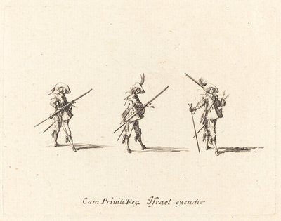 Oefening met het musket door Jacques Callot