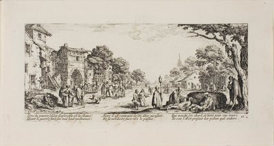 Stervende Soldaten langs de Weg, plaat zestien uit De Ellende van de Oorlog door Jacques Callot