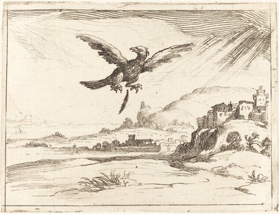 Adelaar verliest een oude veer door Jacques Callot