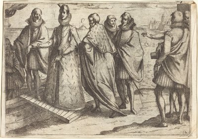 Inscheping in Genua [recto] door Jacques Callot