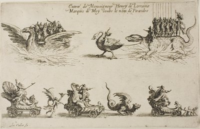 Intocht van Monseigneur Henry de Lorraine, Markies de Moy, onder de naam Pirandre, uit Het Gevecht bij de Barrière door Jacques Callot