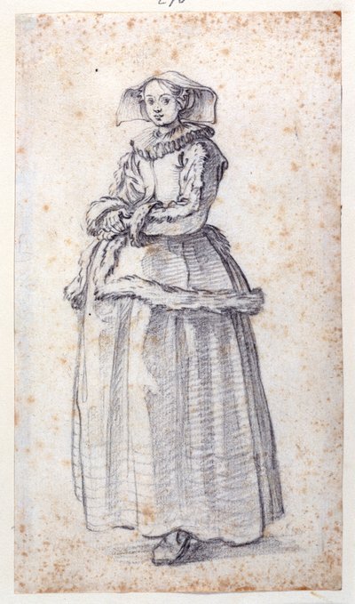 Figuur met Bontafgewerkte Jurk door Jacques Callot