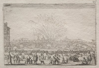 Vuurwerk op de Arno door Jacques Callot