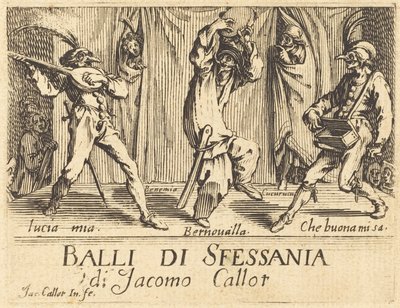 Frontispice voor Balli di Sfessania, c. 1622 door Jacques Callot