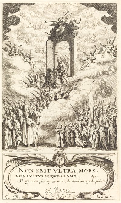 Frontispice voor "De Kalender van de Heiligen" door Jacques Callot