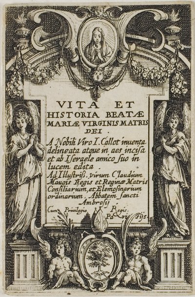 Frontispice, uit Het leven van de maagd door Jacques Callot