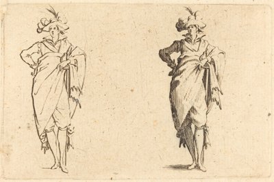 Heer Gezien van Voor met Hand op Heup, ca. 1622 door Jacques Callot
