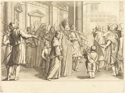 Grote Hertogin bij de Processie van de Jonge Meisjes door Jacques Callot