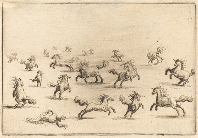 Rennende Paarden door Jacques Callot