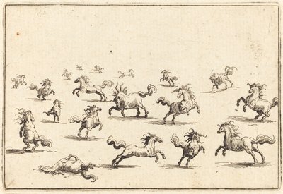 Rennende Paarden door Jacques Callot