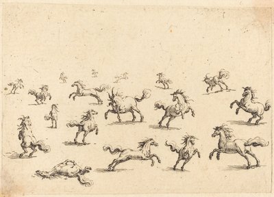 Rennende Paarden door Jacques Callot