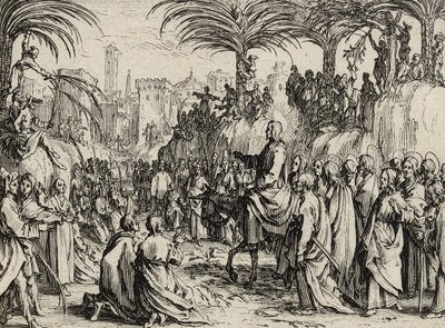 Jezus komt Jeruzalem binnen door Jacques Callot