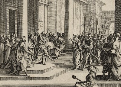 Jezus en de overspelige vrouw door Jacques Callot