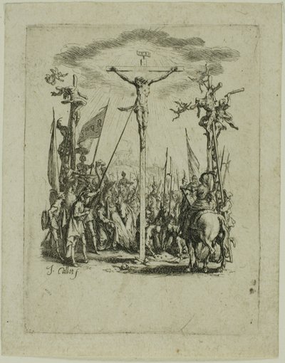 Jezus wordt doorboord met een lans, uit De kleine passie door Jacques Callot