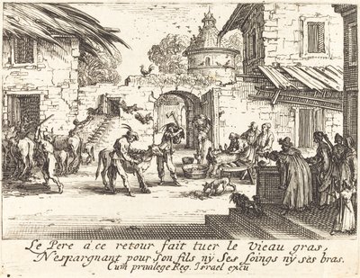 Het vetgemeste kalf doden door Jacques Callot