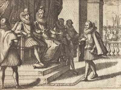 Koning en Koningin in overleg over de Turken [recto], 1612 door Jacques Callot