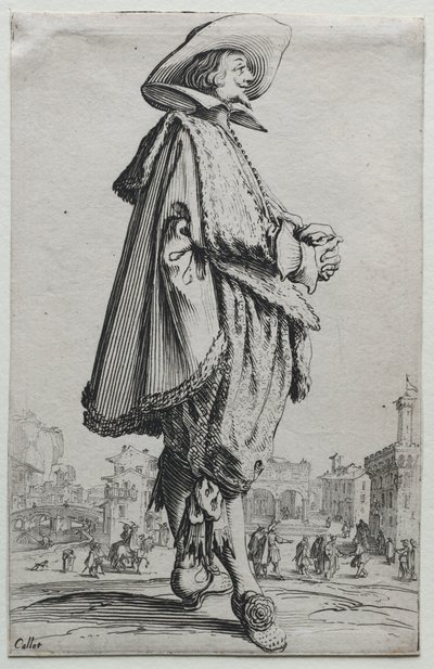 La Noblesse: Edelman Staand in Profiel met Gevouwen Handen door Jacques Callot