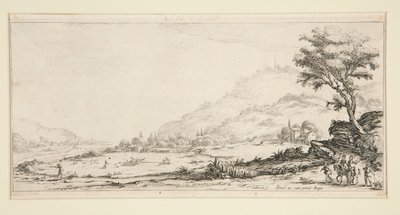 Vogeljacht, uit Landschappen voor Giovanni de Medici door Jacques Callot