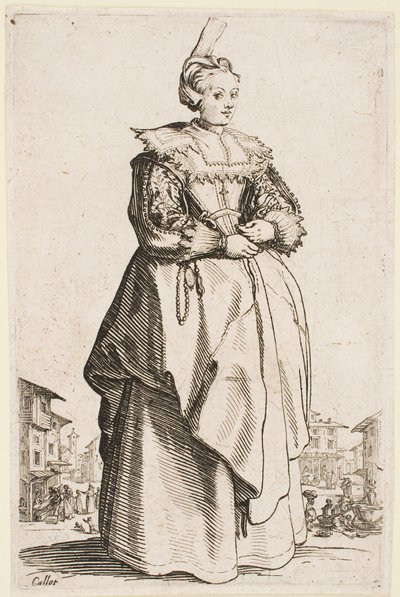 Dame met een opgeheven hoed, uit de serie 