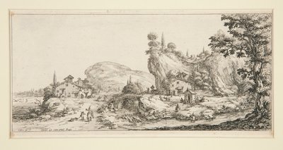 Landschap #6 uit Landschappen voor Giovanni de Medici door Jacques Callot
