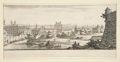 Landschap met Grote, Imposante Gebouwen door Jacques Callot