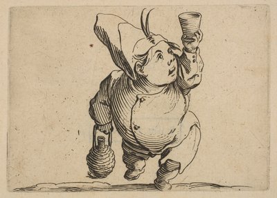 De drinker gezien van voren, uit Varie Figure Gobbi, serie..., 1616-22 door Jacques Callot