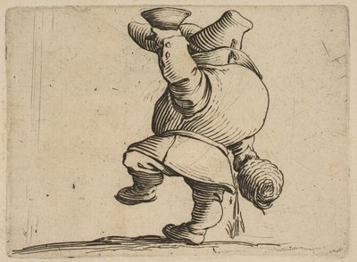 Le Buveur Vu de Dos, uit Varie Figure Gobbi, suite appe... 1616-22 door Jacques Callot