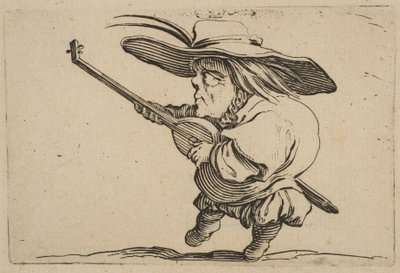 De Luitspeler, uit Varie Figure Gobbi door Jacques Callot