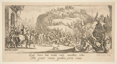 Het dragen van het kruis, uit La Grande passion door Jacques Callot