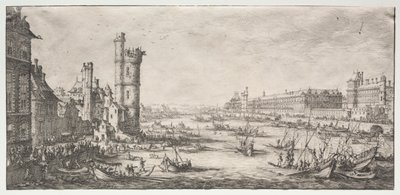 Les deux grandes vues de Paris: Vue du Louvre door Jacques Callot