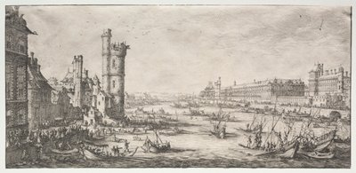 Les deux grandes vues de Paris: Vue du Louvre, 1628-1630 door Jacques Callot