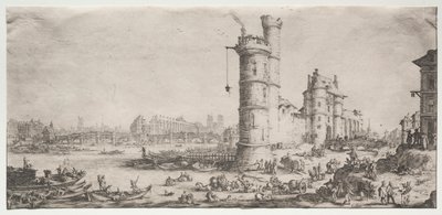 De twee grote uitzichten van Parijs: Uitzicht op de Pont Neuf door Jacques Callot