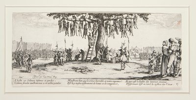 Les grandes misères de la guerre: No. 11 - La pendaison door Jacques Callot