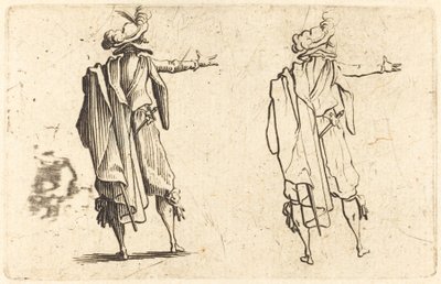 Man van Achteren Gezien met Zijn Rechterarm Uitgestrekt door Jacques Callot