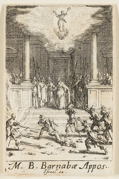 Martelaarschap van de heilige Barnaby, plaat vijftien uit De Martelaars van de Apostelen door Jacques Callot
