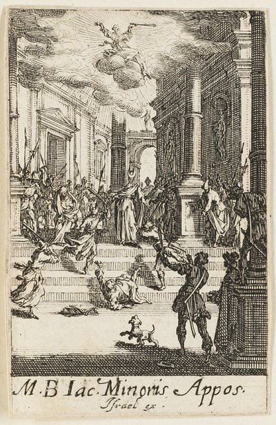 Martelaarschap van Sint-Jan, de Minderjarige, plaat zeven uit De Martelaars van de Apostelen door Jacques Callot