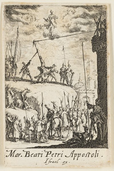 Martelaarschap van Sint Petrus, plaat één uit De Martelaars van de Apostelen door Jacques Callot