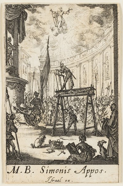 Martelaarschap van de heilige Simon, plaat tien uit De Martelaars van de Apostelen door Jacques Callot