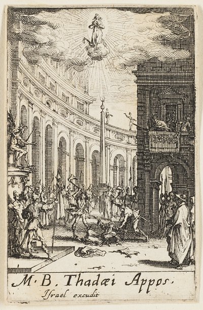 Martelaarschap van de heilige Thaddeus, plaat twaalf uit De Martelaars van de Apostelen door Jacques Callot