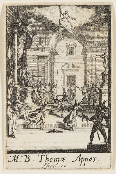 Martelaarschap van de heilige Thomas, plaat zes uit De Martelaars van de Apostelen door Jacques Callot
