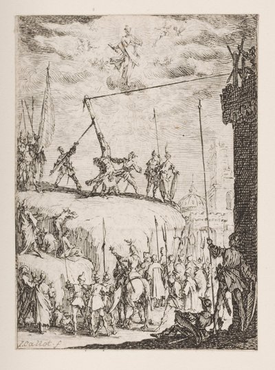 Martelaarschap van St. Peter, nr. 4 uit Het Martelaarschap van de Apostelen door Jacques Callot