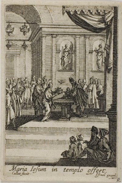 Maria presenteert Christus in de tempel, uit Het leven van de Maagd door Jacques Callot