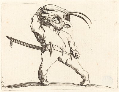 Gemaskerde Man met Gedraaide Voeten door Jacques Callot