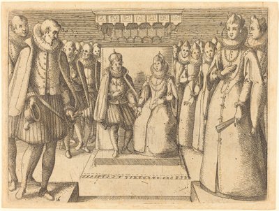 Ontmoeting van Margaretha van Oostenrijk en Filips III door Jacques Callot