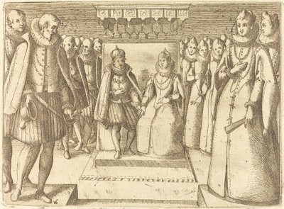 Ontmoeting van Margaretha van Oostenrijk en Filips III door Jacques Callot