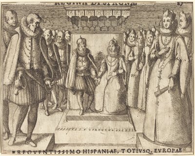 Ontmoeting van Margaretha van Oostenrijk en Filips III [recto] door Jacques Callot