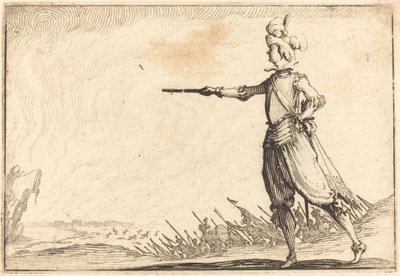 Militaire commandant te voet door Jacques Callot