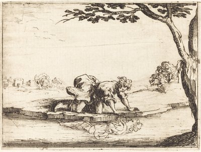 Narcissus Kijkt in het Water door Jacques Callot