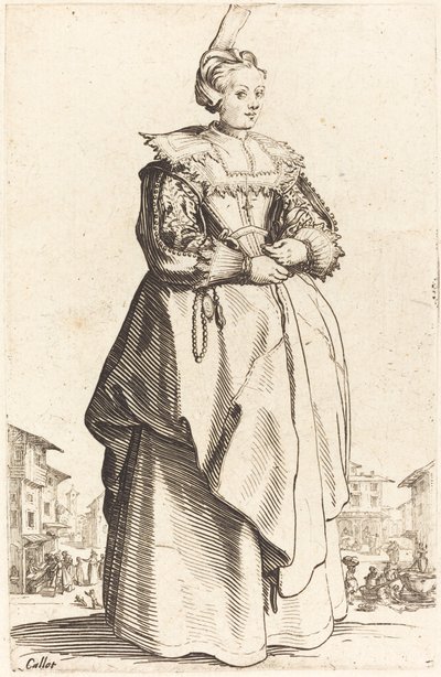 Adellijke Vrouw met een Kleine Hoed door Jacques Callot