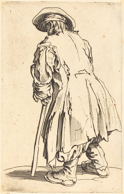 Oude Bedelaar met Eén Kruk door Jacques Callot